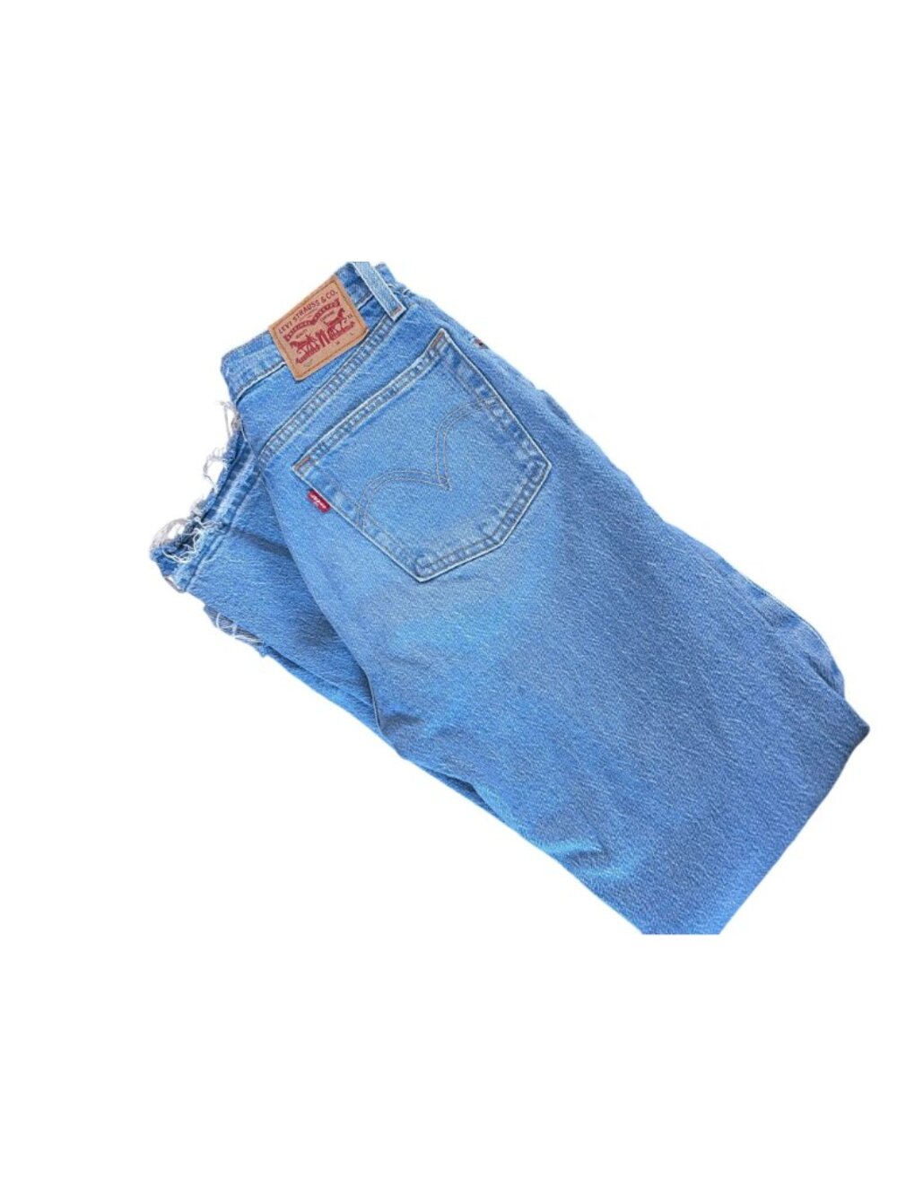 Levi's 501 Original Fit Stretch Jeans distressed medium-indigo wash SZ 25" X 30" - Picture 4 of 10
